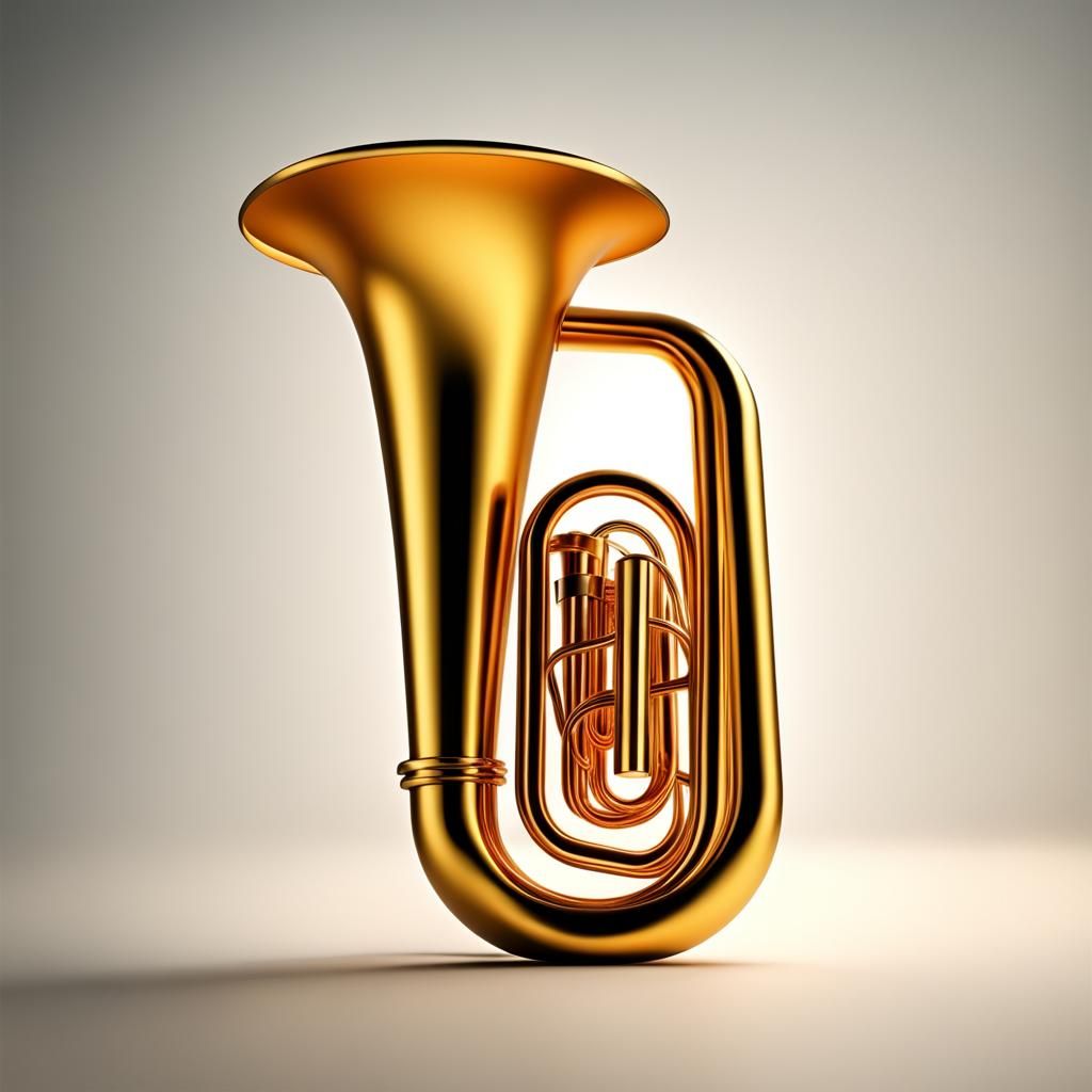 Origami Tuba Papercraft in 8K Resolution