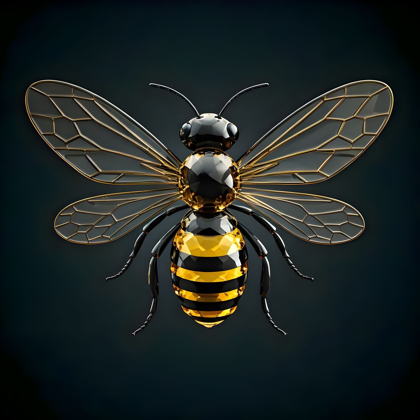Crystal Glass Bee in Dramatic Lighting