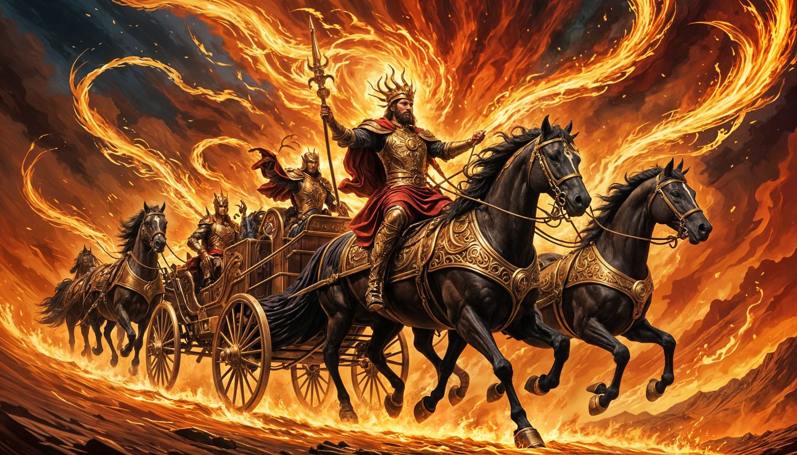 Elijah's Fiery Chariot Ascending to Heaven