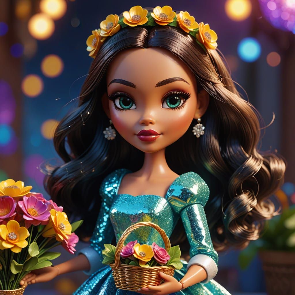 Glamorous Belle as Bratz Doll in Sparkling 3D Artwork