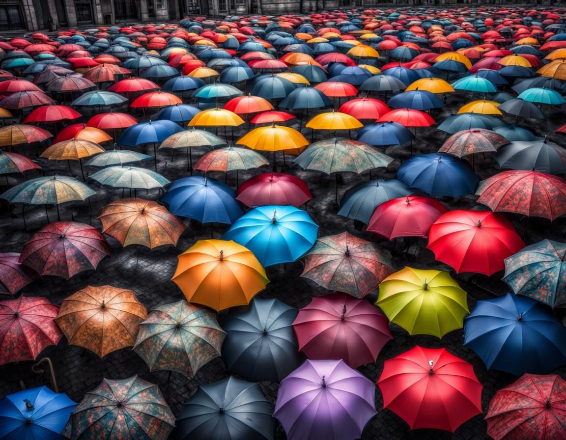 Colorful Umbrellas with Intricate Details in HDR