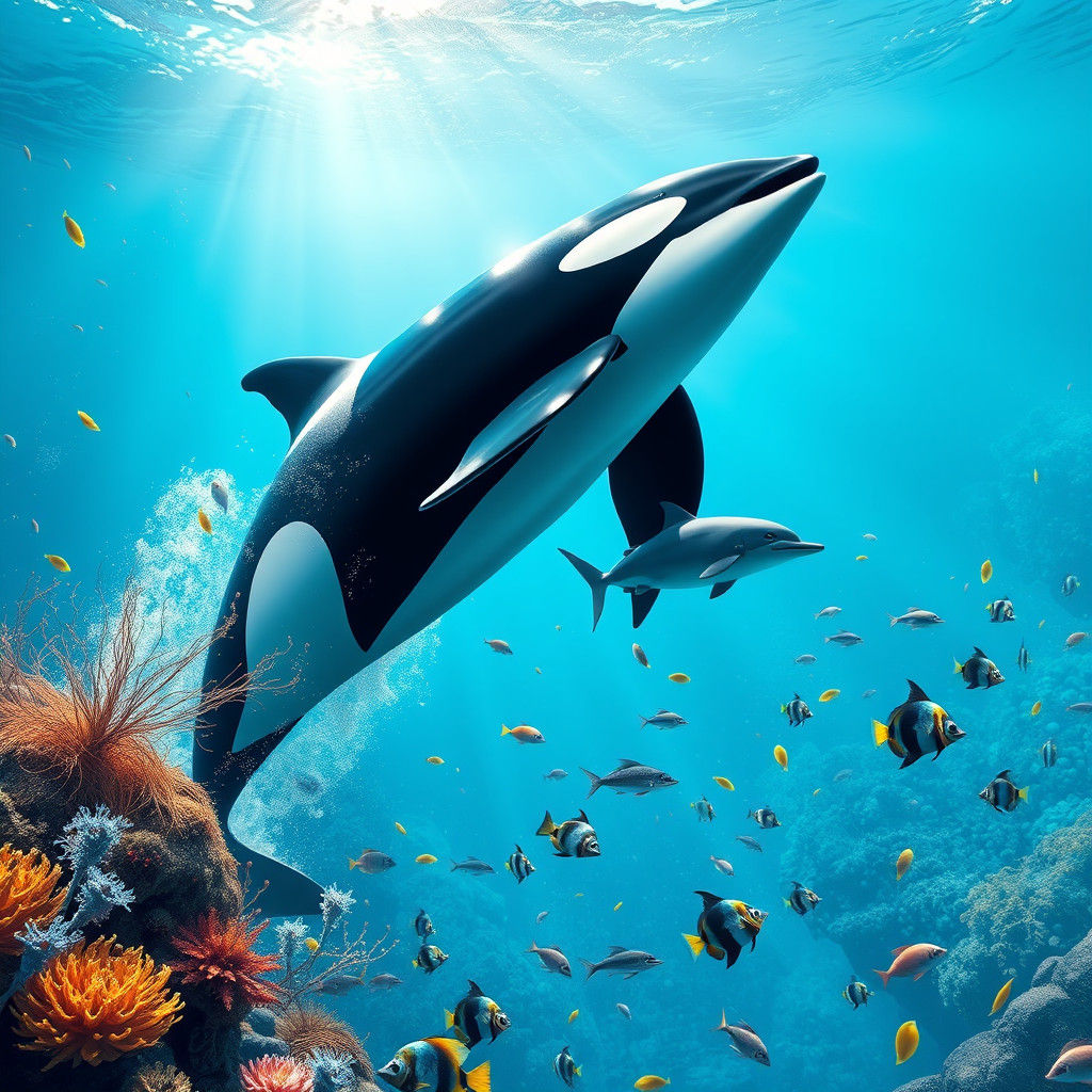 Orca's Ocean Dance: A Hyper-Realistic Marine Fantasy