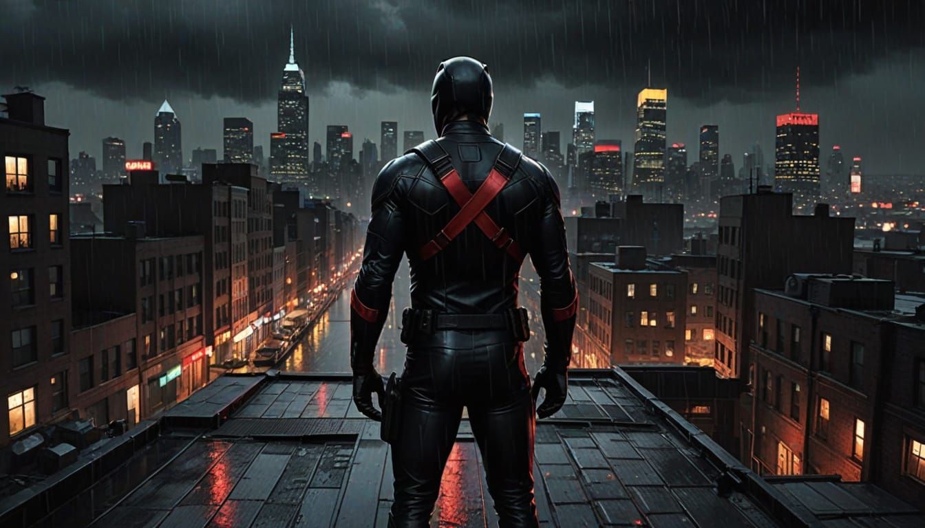 Daredevil in Gritty Noir-Inspired Urban Landscape