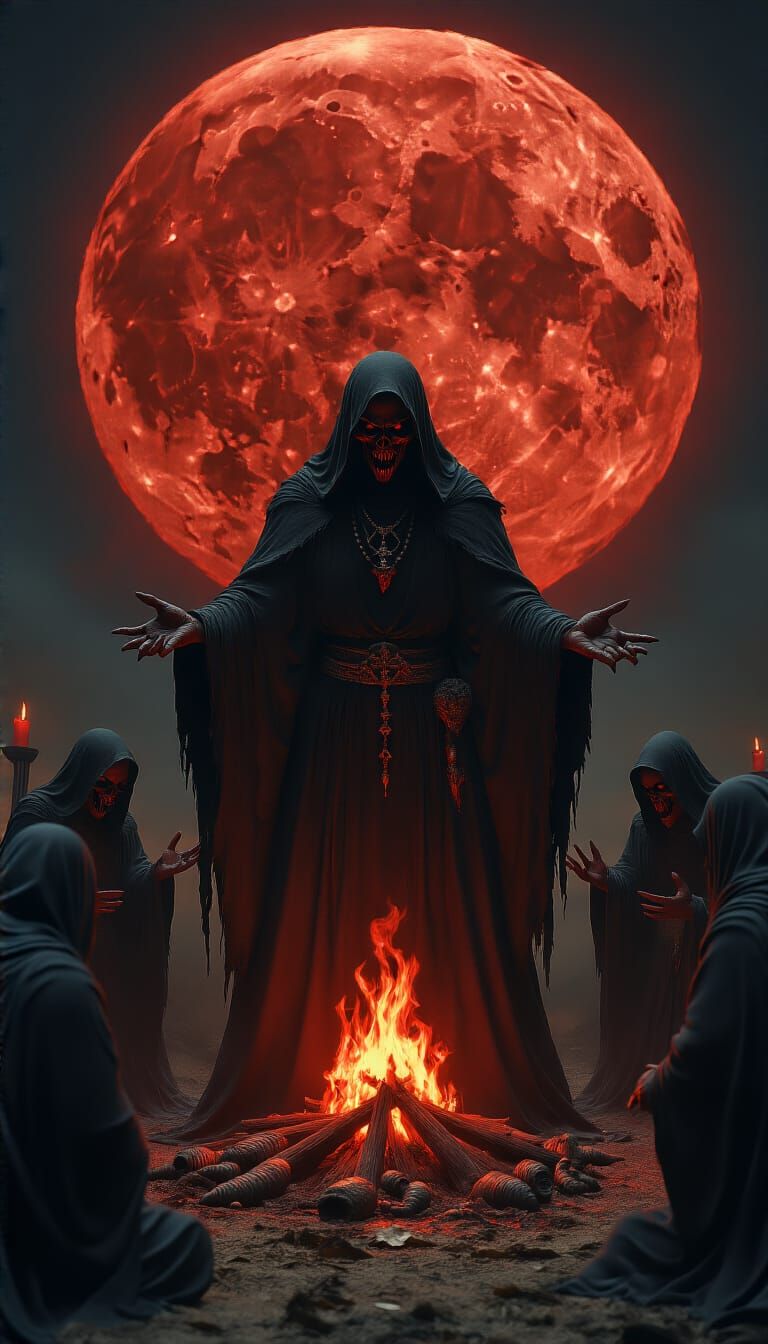 Satanic Ritual Under Crimson Blood Moon