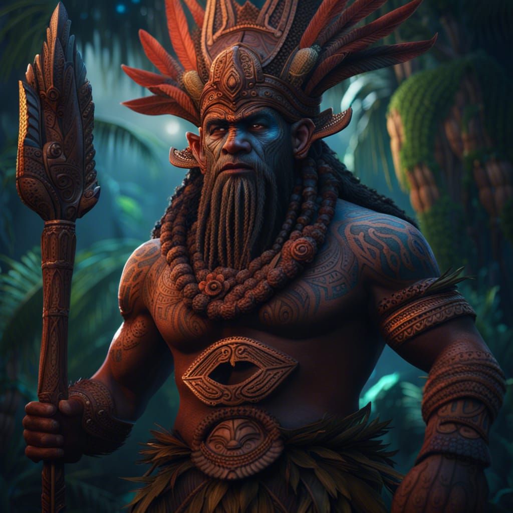 Kane Polynesian God in Detailed Matte Painting