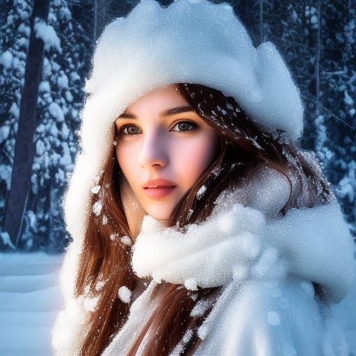 Intricate Portrait of Winter Beauty in Digital Art