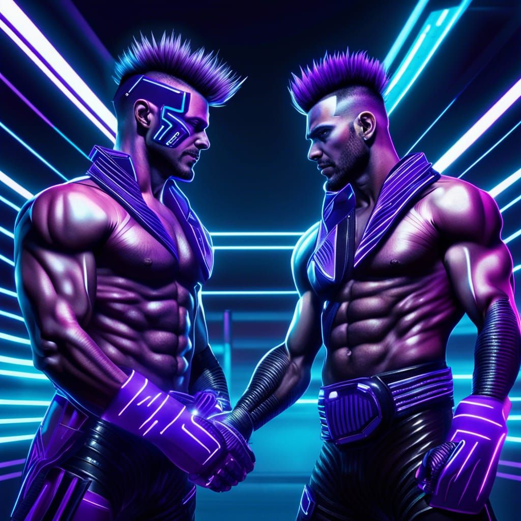 Cyberpunk Boxing Match in Tron Arena