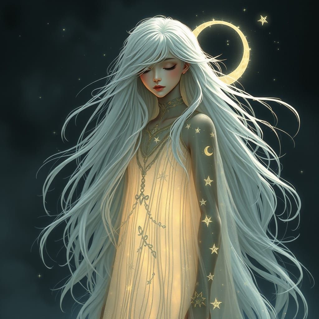 Mystical Figure in Enchanted Forest, Fantasy Art