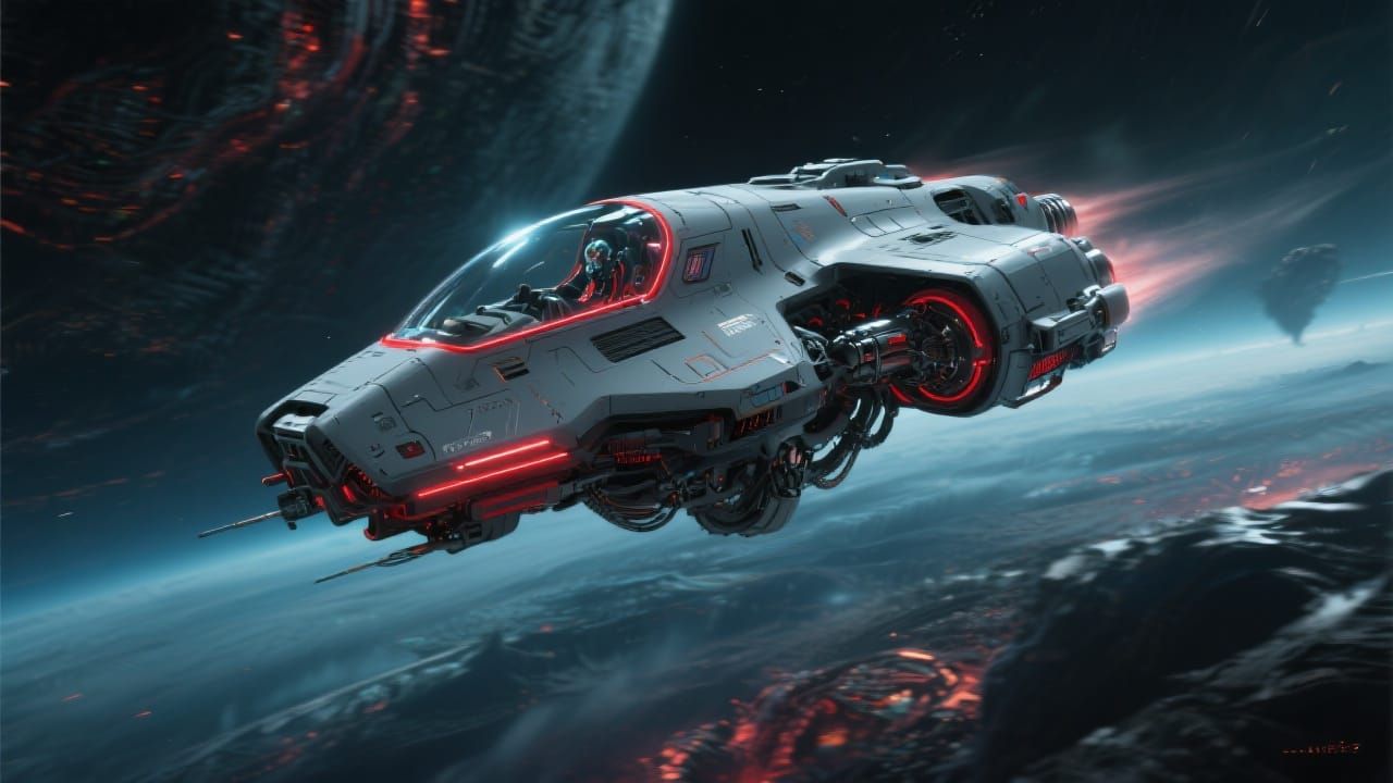 Futuristic Spaceship in Biomechanical Sci-Fi Style