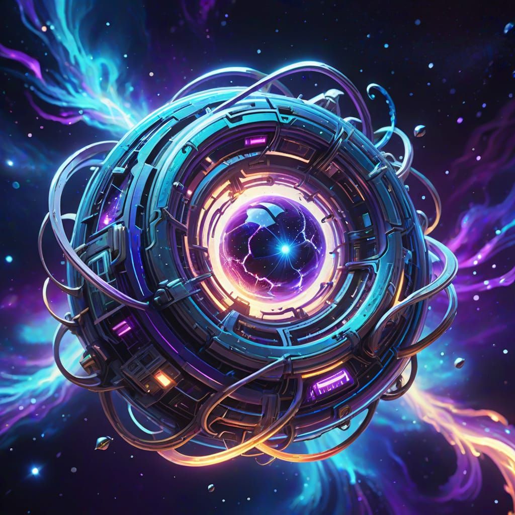 Neon Plasmoid Glows in Deep Space: Digital Art