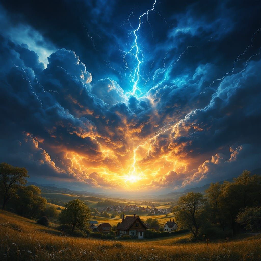 Stormy Skies Unleash Wonder in a Golden Meadow