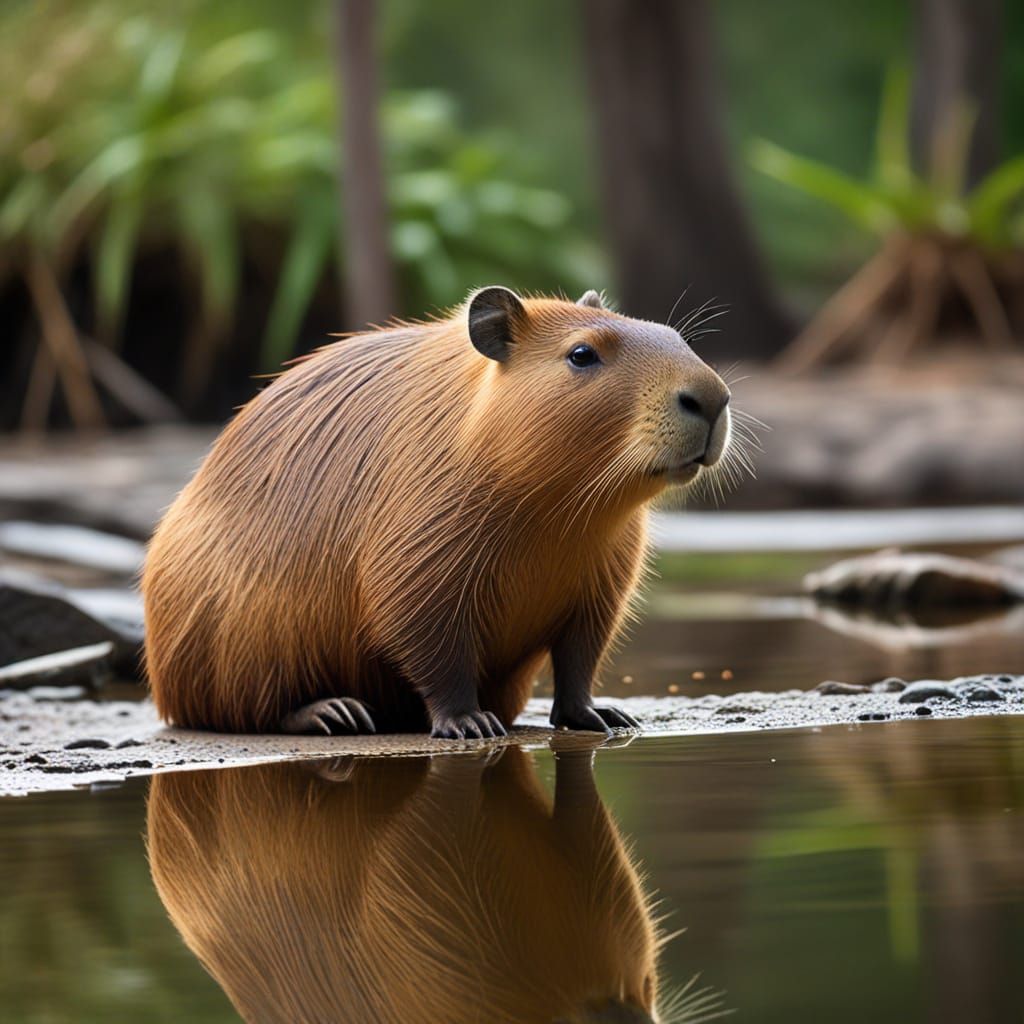 Capybara in Quiet Reflection
