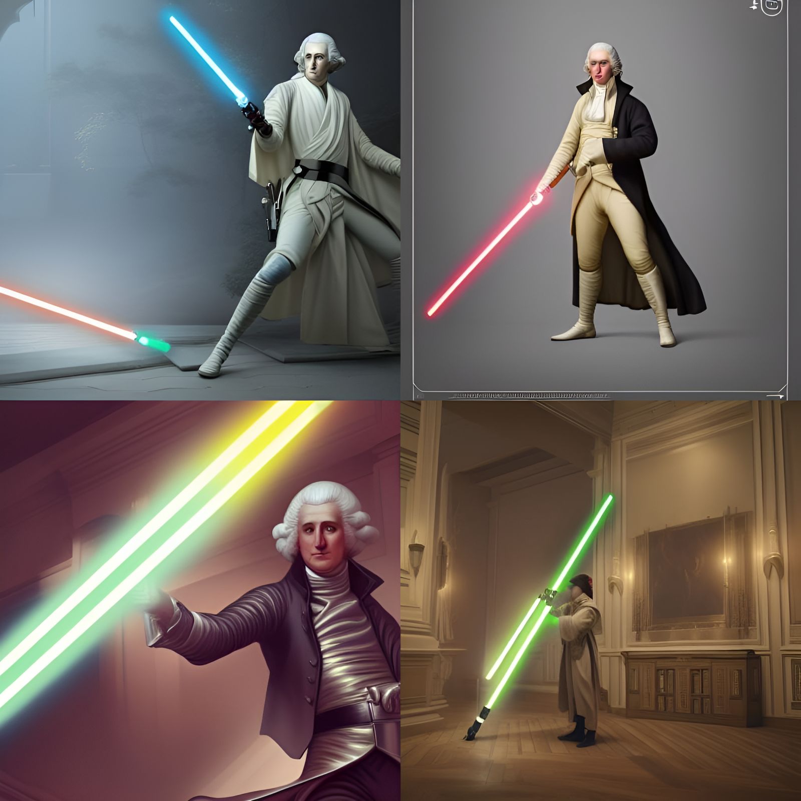 George Washington as Jedi in Rococo Setting