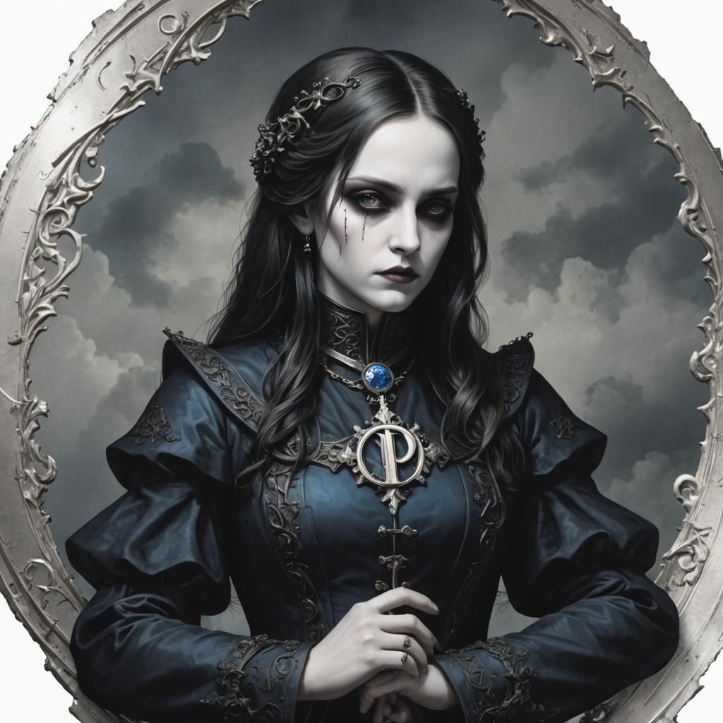 Gothic Letters A P C in Blue and White Medal