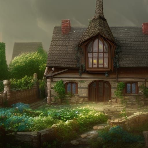 Quaint Greenhouse: Medieval Fantasy Digital Matte Painting