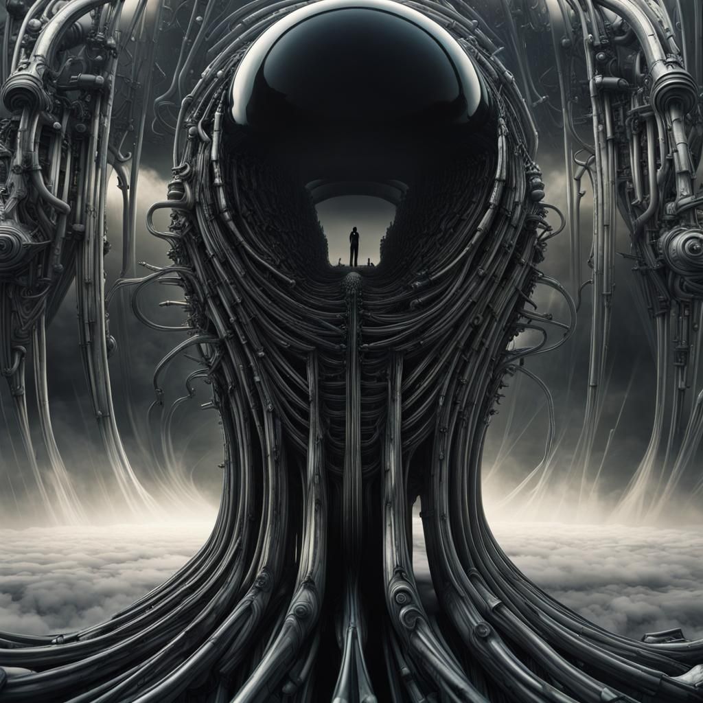 Dark Sci-Fi Portrait in Giger Style