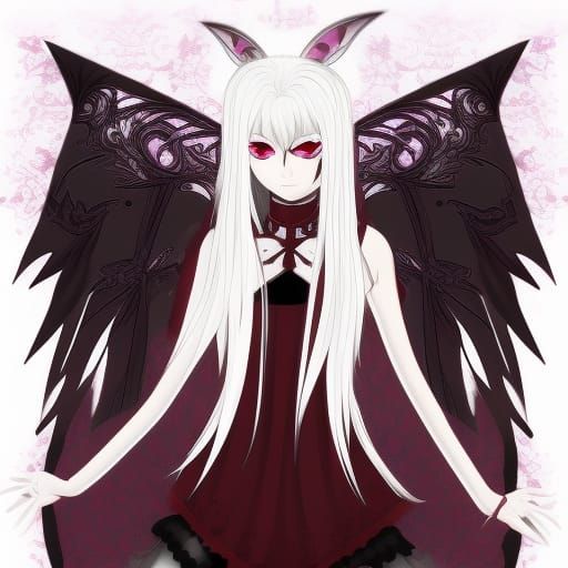 Gothic Anime Assassin with Fairy Wings