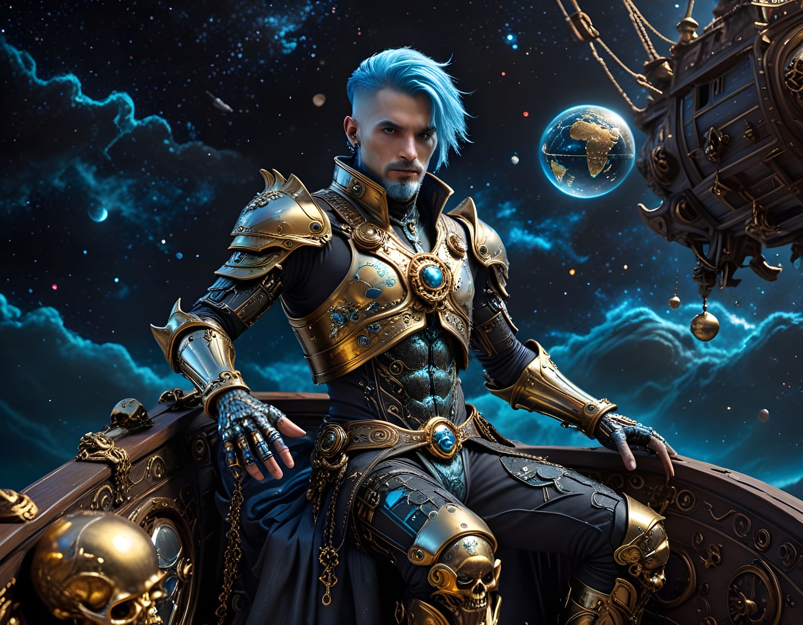 Cyberpunk Space Pirate Charts Cosmic Course