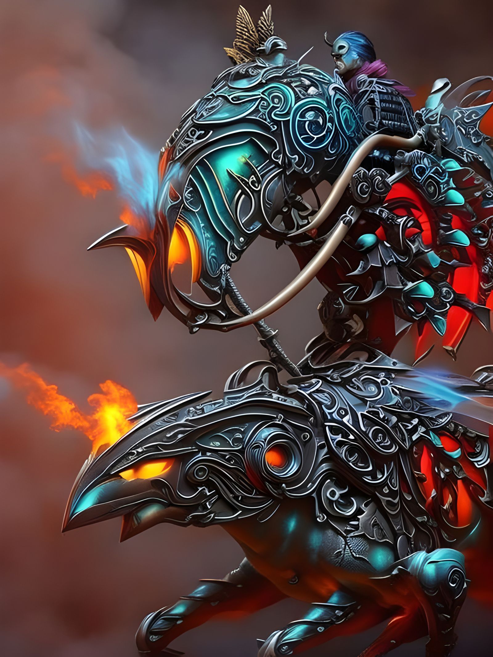 Steampunk Phoenix: Mythic Creature in Vivid Colors