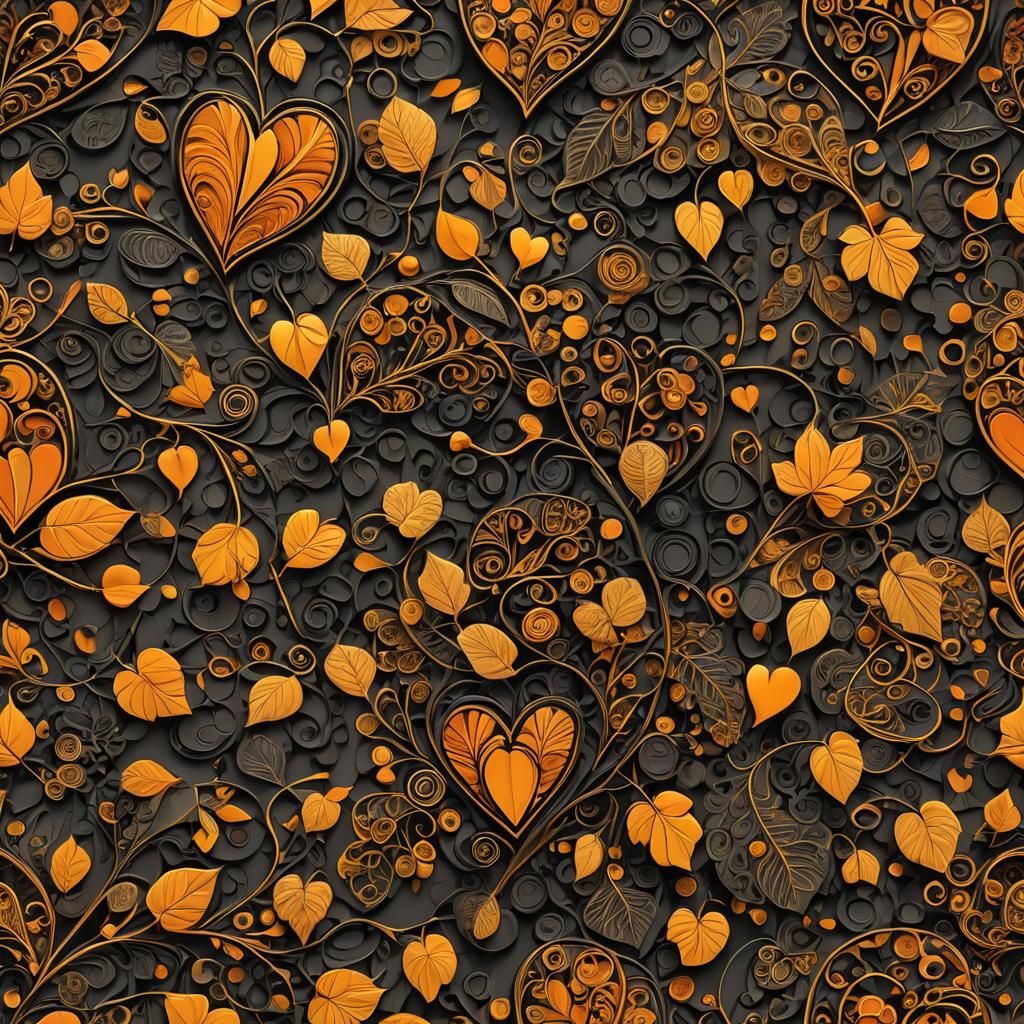 Voluminous 3D Love-Heart in Autumn Theme Digital Art