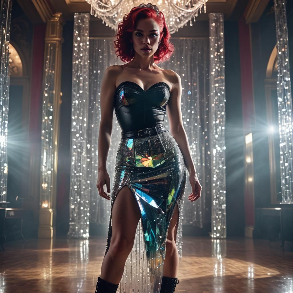Woman in Crystal Skirt in Hyper-Realistic Portraiture