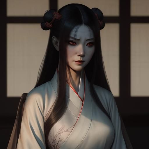 Sinister Beauty in Hanfu Smirks in Shadows