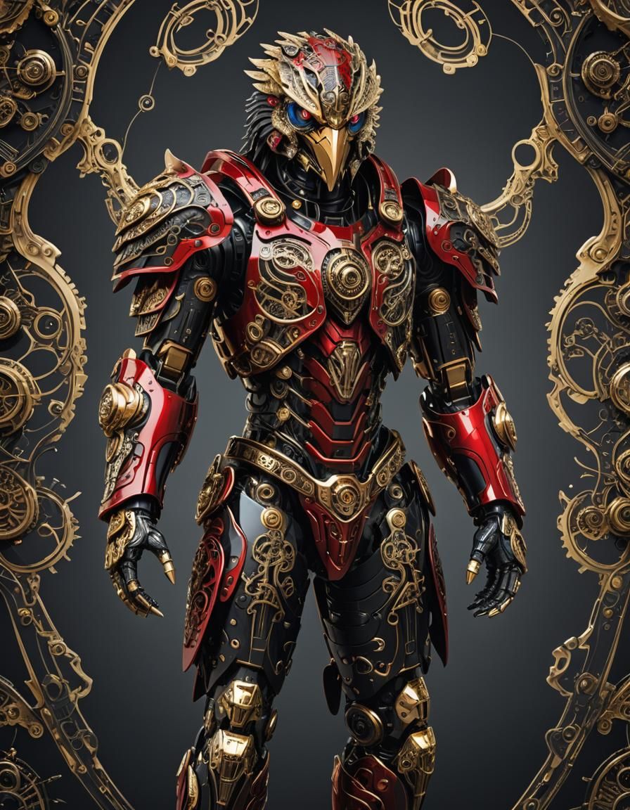 Eagle Warrior - Futuristic cybernetic humanoid eagle warrior...