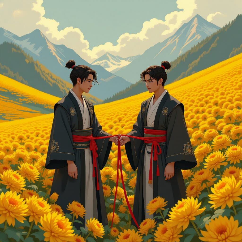 Mages Bound by Fate in a Chrysanthemum Field