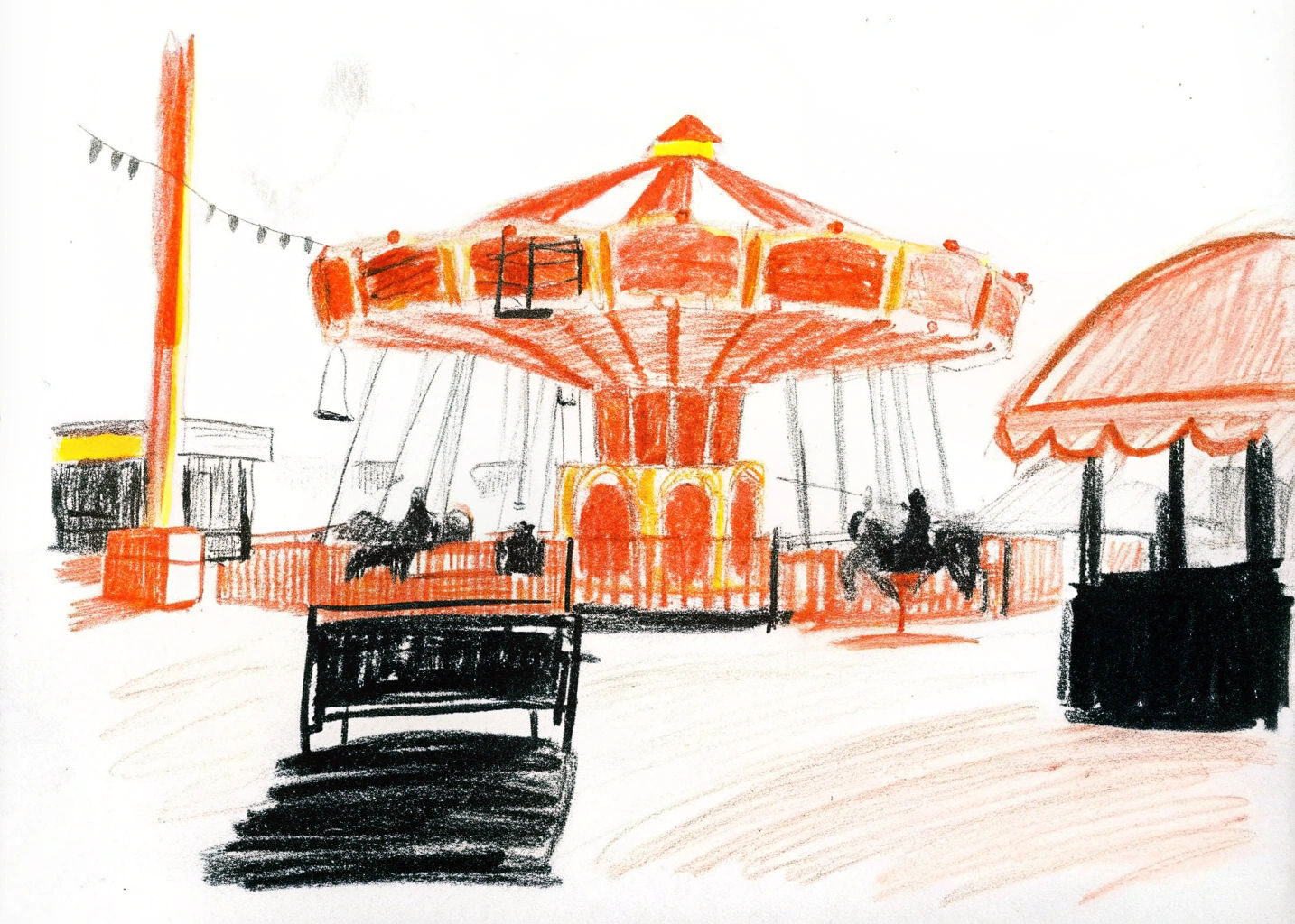 Surreal Summer in Yellow and Red, White Background