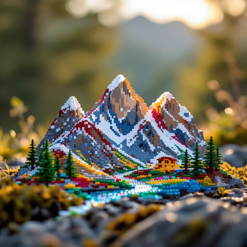 Lego Miniature of Dolomite Mountains