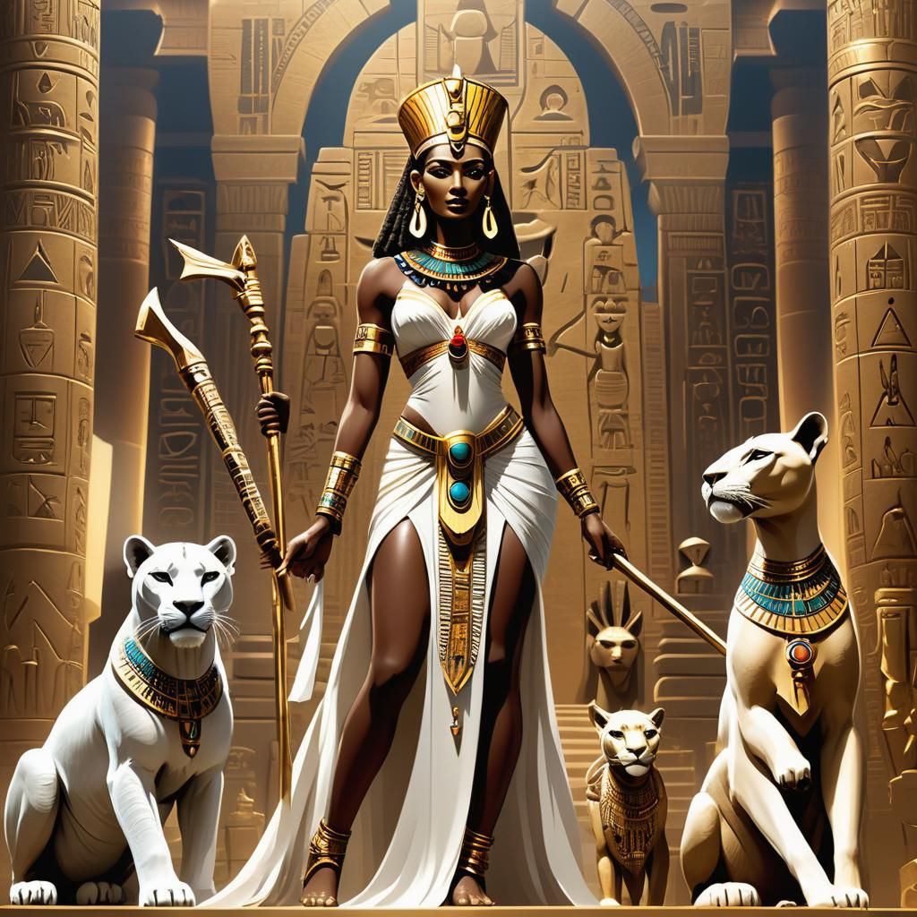 Regal African Goddess in Ancient Egyptian Art
