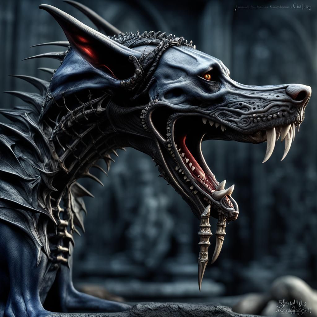 Undead Dragon Doberman: Gothic Steamgoth Hybrid