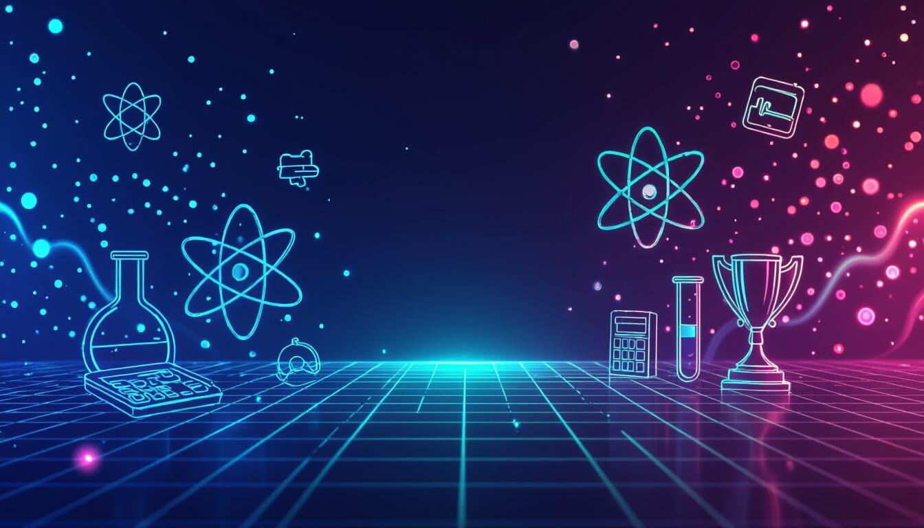 Futuristic Tech Banner with Neon Green Glow and Science Icon...