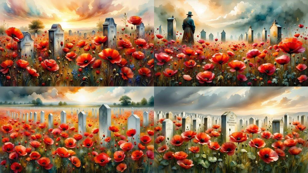 Poppies Grow Among Tombstones in Flanders Field