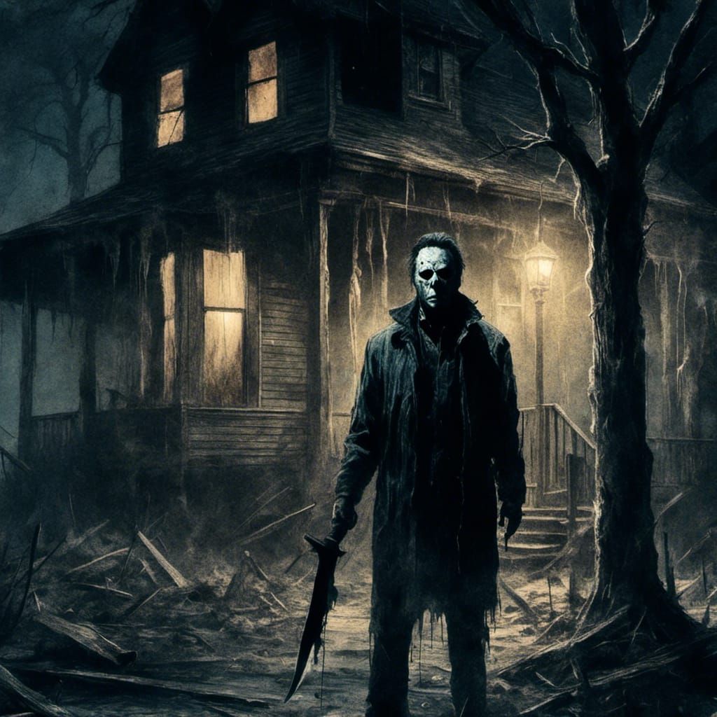 Michael Myers Horror Concept Art in Cinematic Style