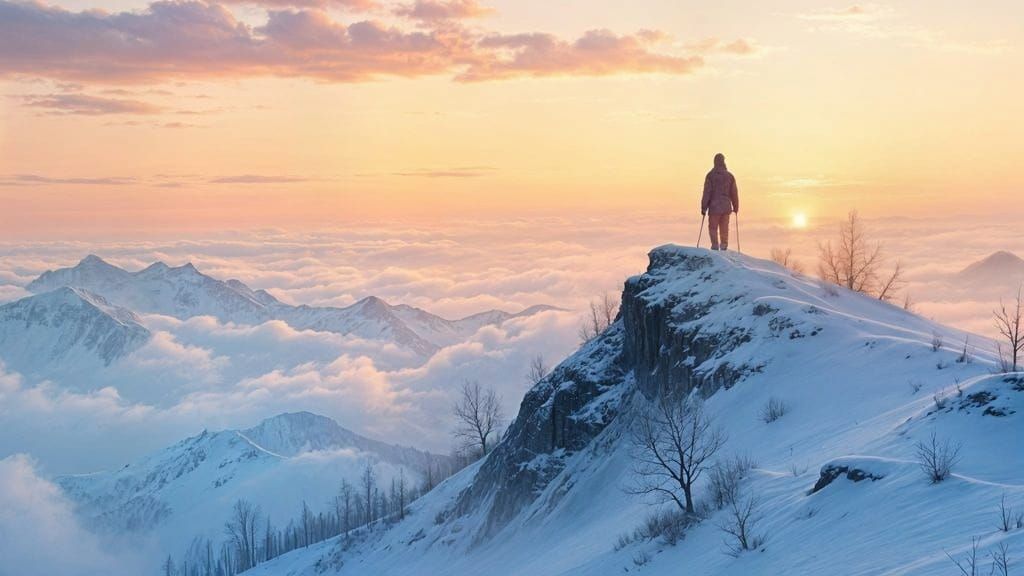 Ethereal Dawn Skier in Soft Hues