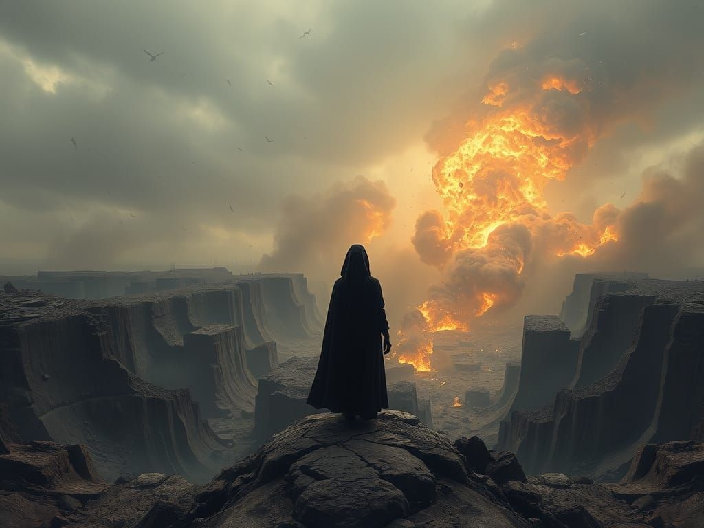 A Lone Survivor Stands Amidst a Desolate, Ruined World