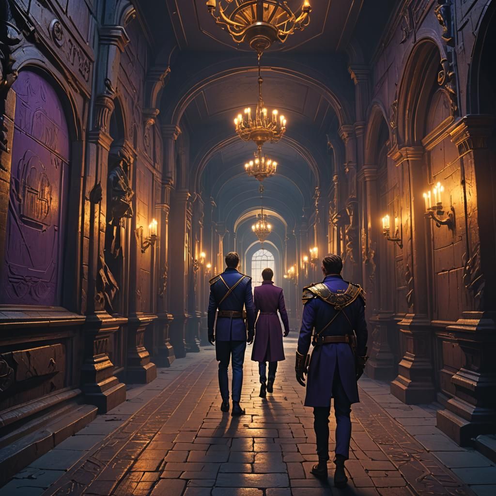 Thief in Lavish Castle Hallway: Fantasy Concept Art