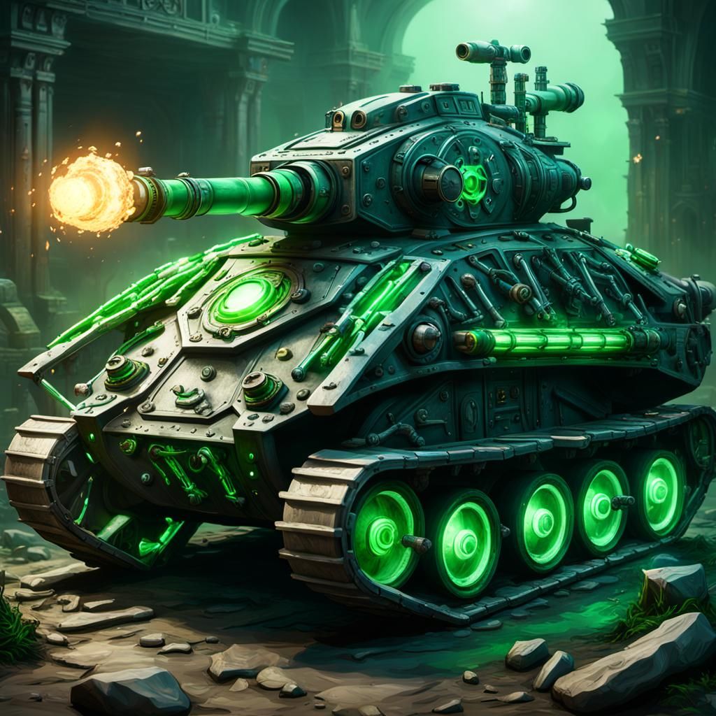 Bone Tank with Glowing Green Cannon