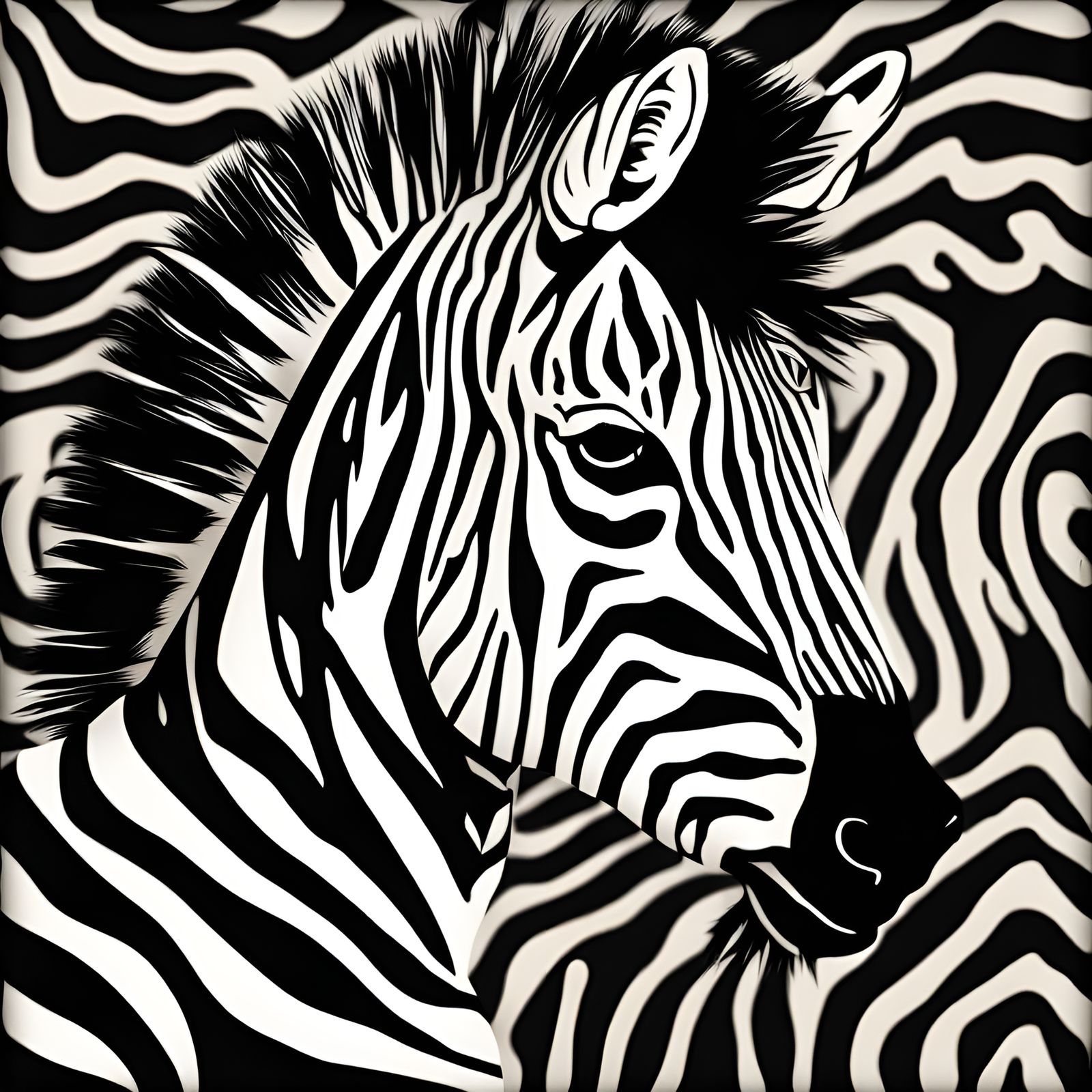 Abstract Spiral Pattern Zebra Portrait