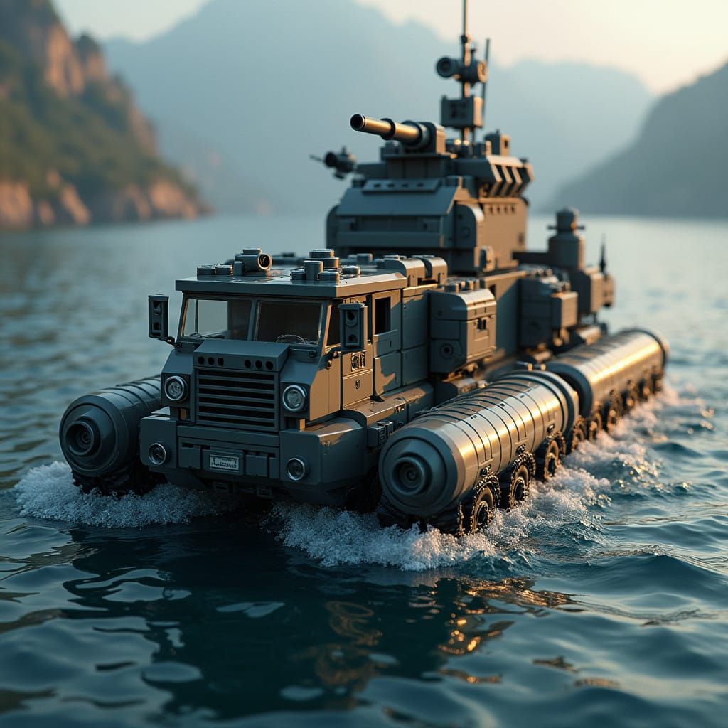 Lego Military Amphibious Vehicle Blueprint in Stunning Detai...