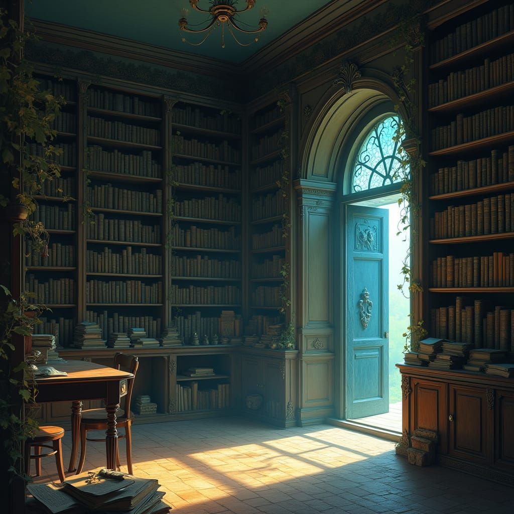 Mystical School Library Corner in Whimsical Style