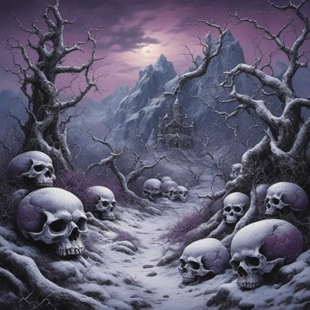 Snowy Skull Landscape in Photorealistic Style