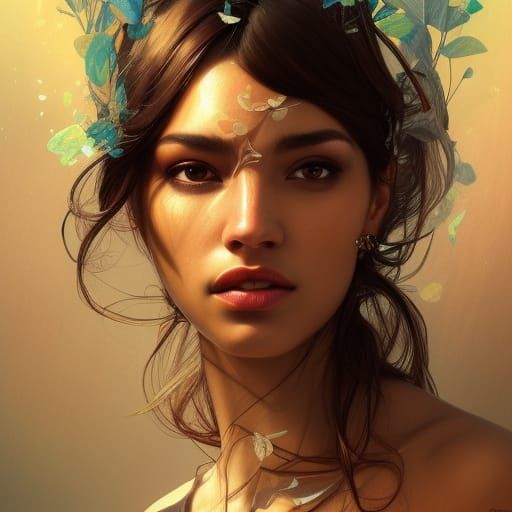 Beautiful Mexican Woman Portrait in Hyperrealistic Style