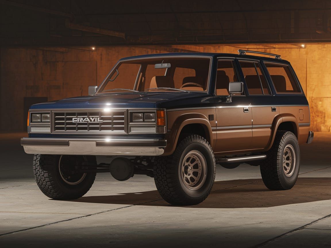 Gravil Commander Classic SUV in Navy Blue with Brown Accents