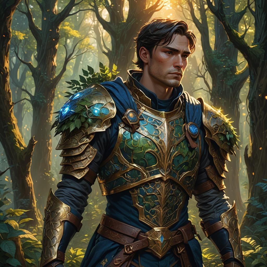 Heroic Figure in Enchanted Forest: Fantasy Concept Art