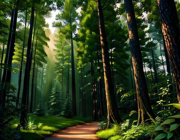 Cyberpunk-Style Alien Emerges from Forest Shadows