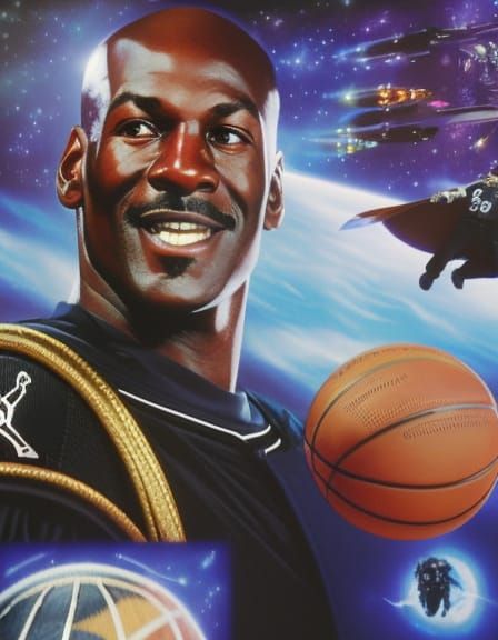 Portrait of michael jordan as Space Pirate Captain Harlock from disney movie "Pirates of the space".  Intricate _details...