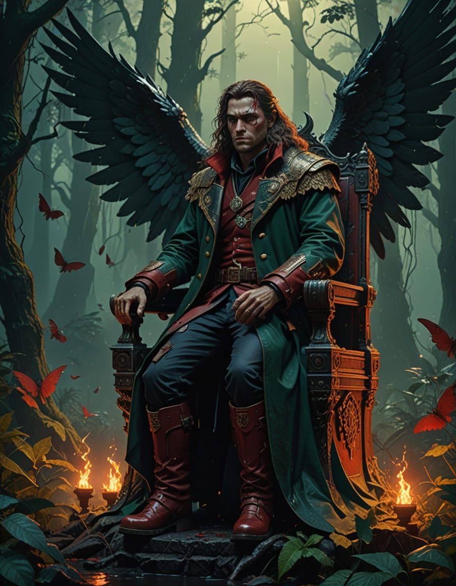 Epic Dark Fantasy Warrior with Wings