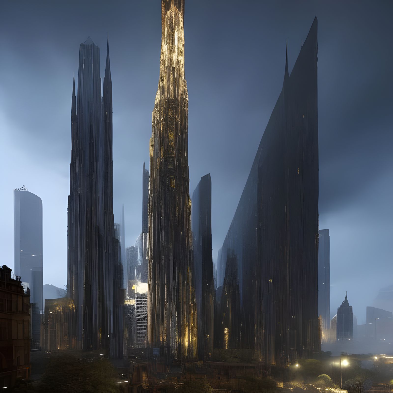 Dreamlike Cityscape at Night in Digital Art Style